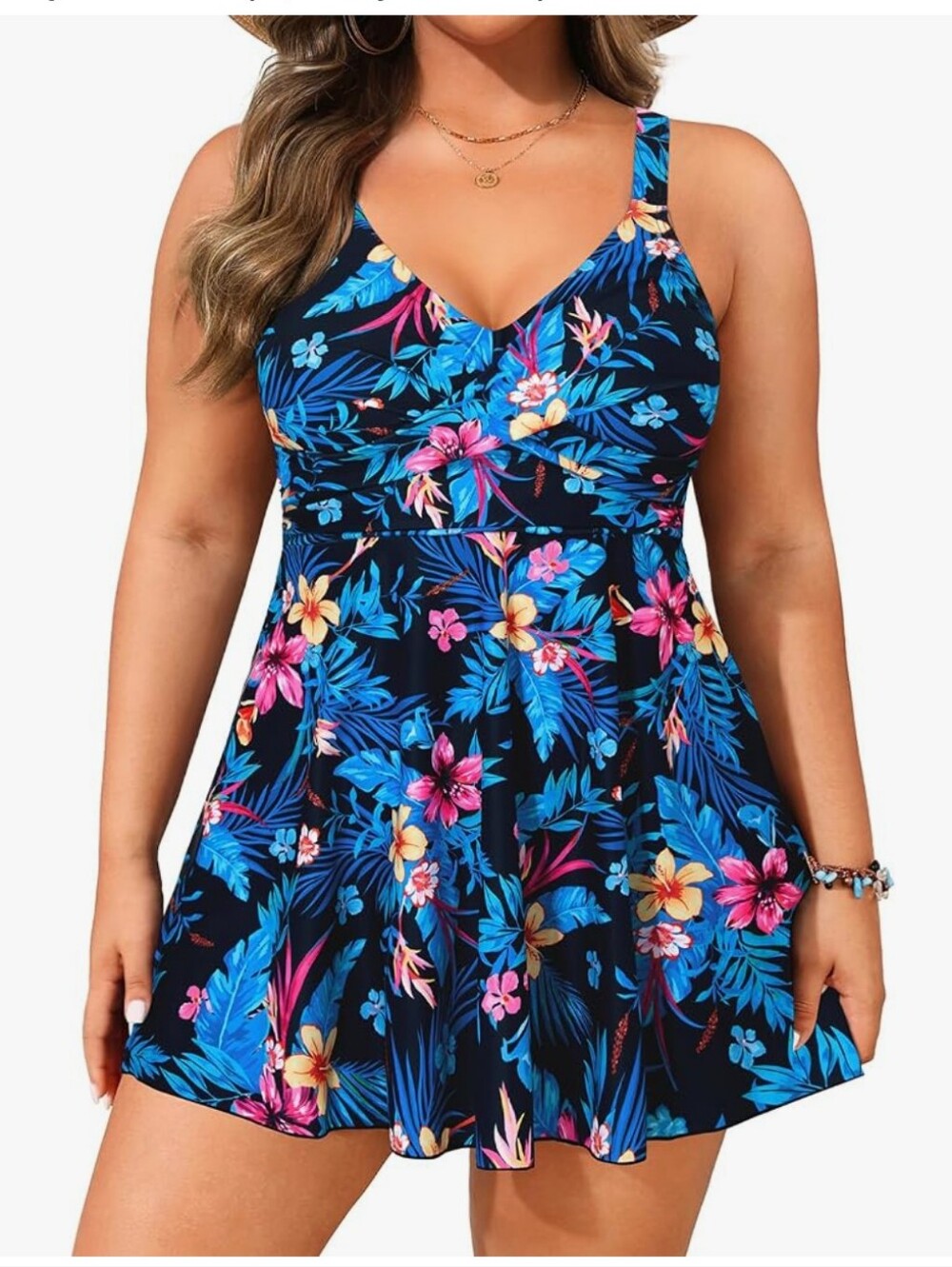 Women's Floral Tummy Control Swim Dress XXL